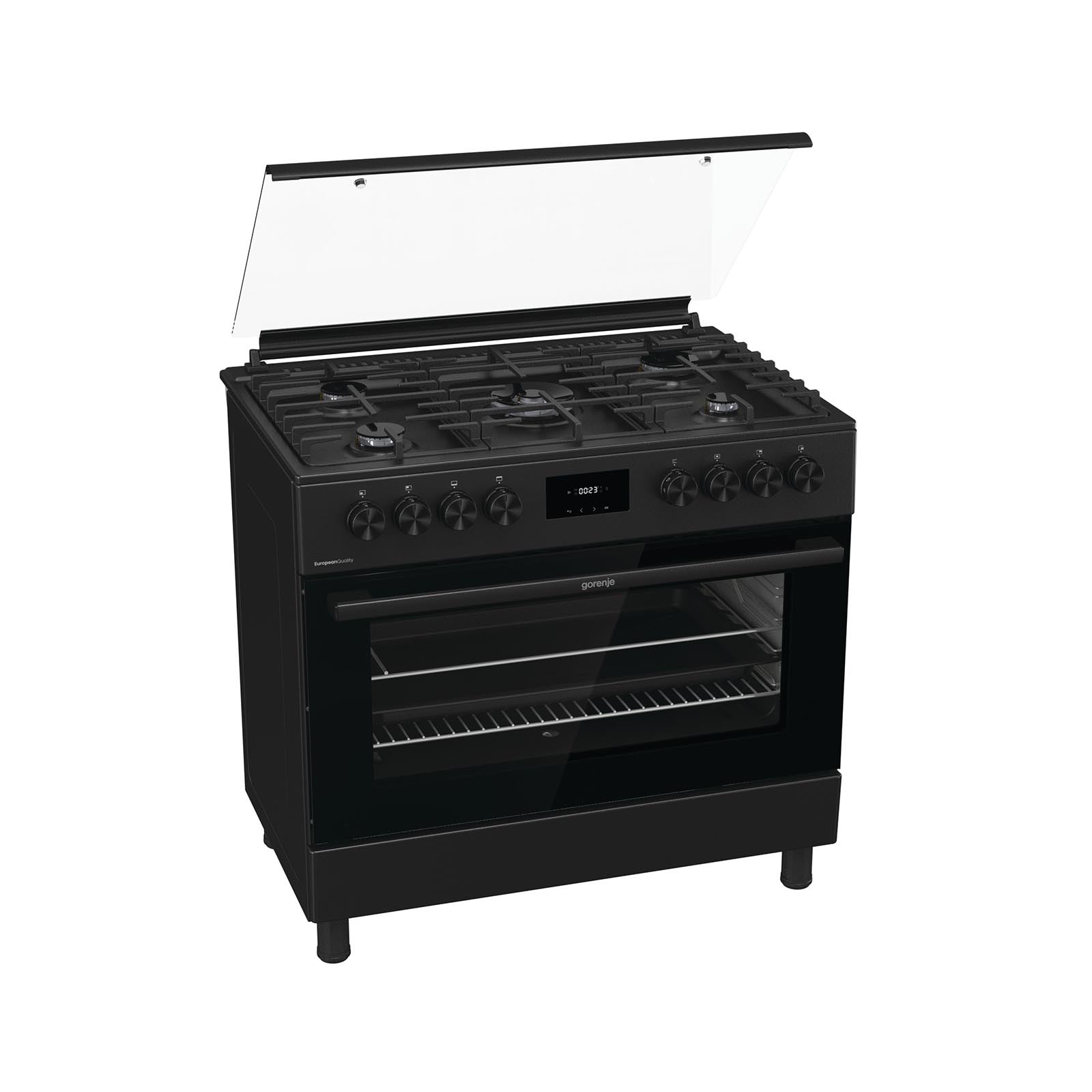 GORENJE Cooker 90Cm Wide 5 Gas Burners Black GORENJE